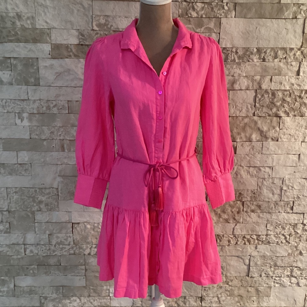 Lilly Pulitzer Drena Linen Dress in the color "Passion Fruit Pink"
